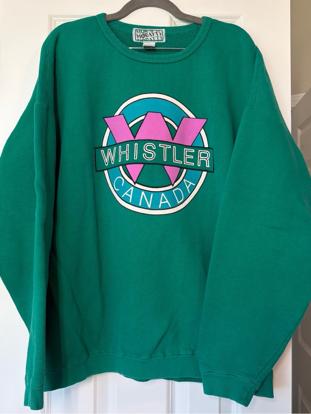 Whistler Canada Graphic Crewneck - Teal with Pink & Turquoise Logo